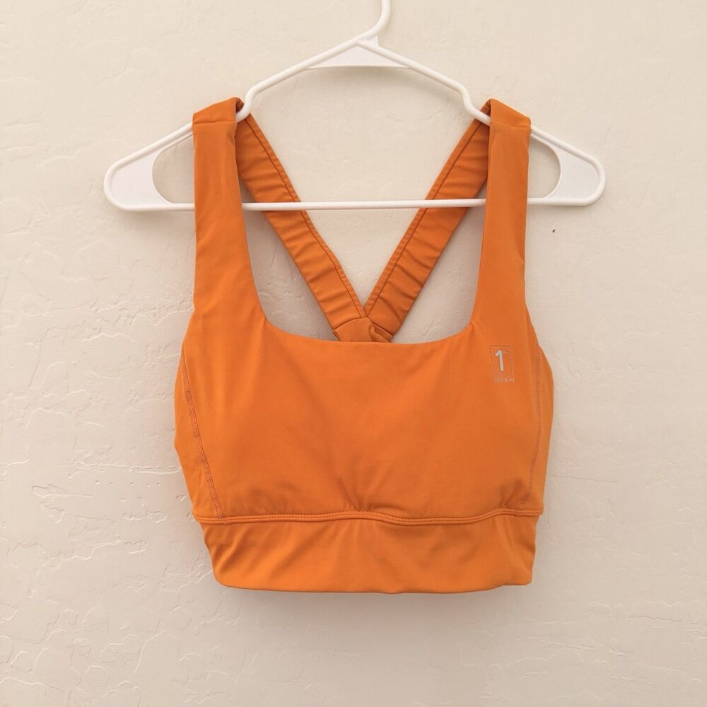 1st Phorm Women’s Sports Bra Medium Orange Strappy Cross Back Athletic